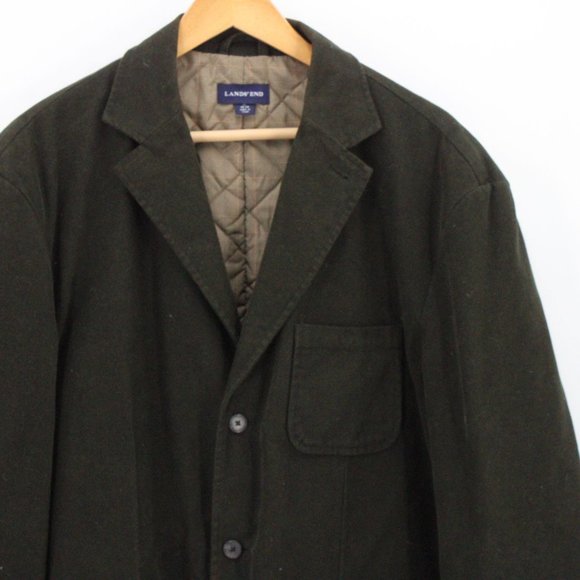 Lands End Blazer Mens Brown Three Button Down Quilted Lined Size XL 46-49 - Picture 2 of 9